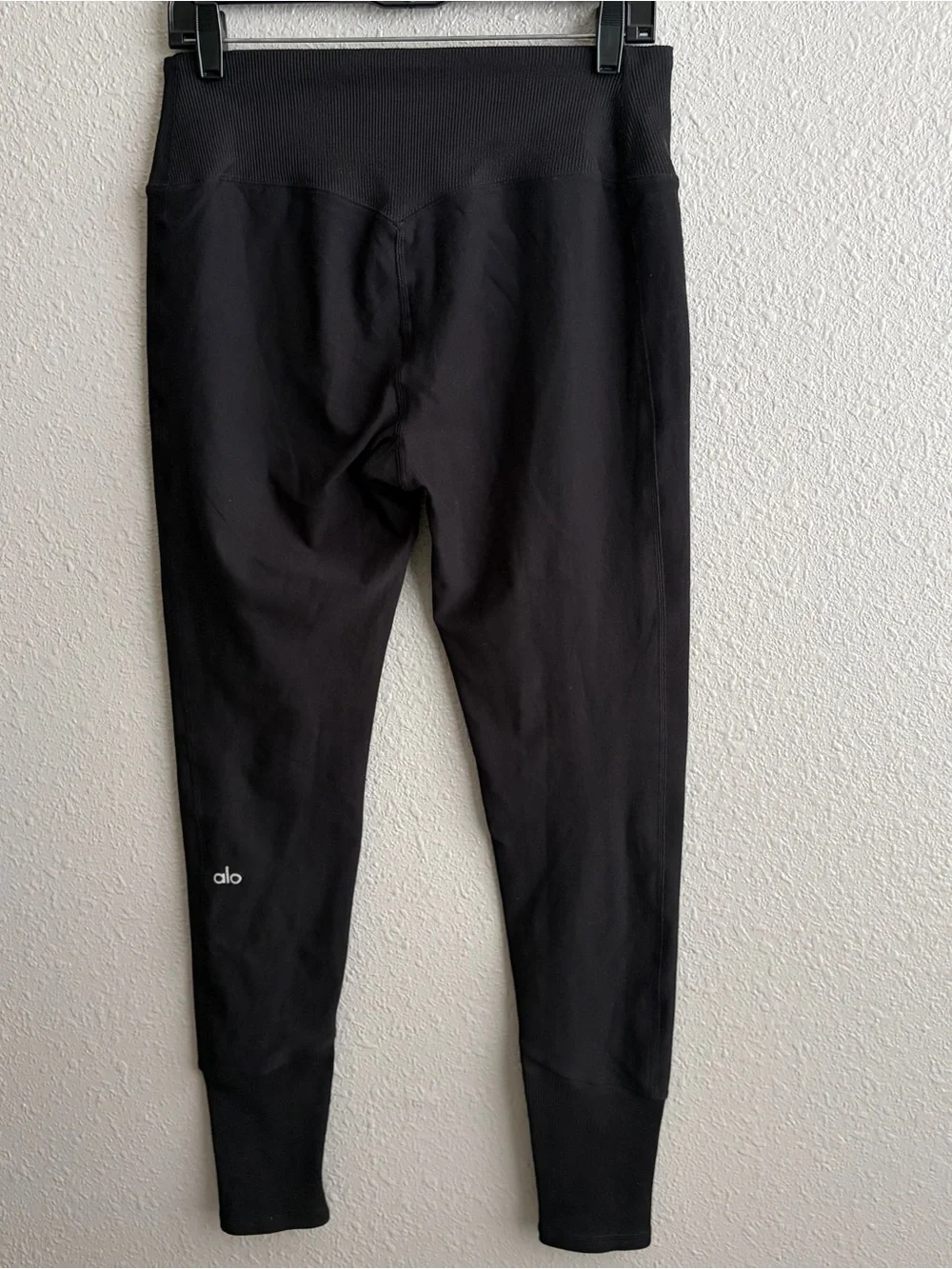 Alo Yoga Black Alosoft High Waist Lounge Leggings With Ribbed Waist Ankles